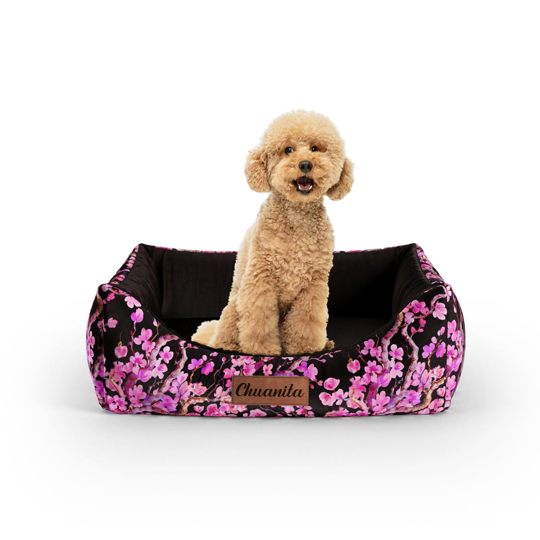 Sakura Tyrian Personalized Lounge Dog Bed With Entrance