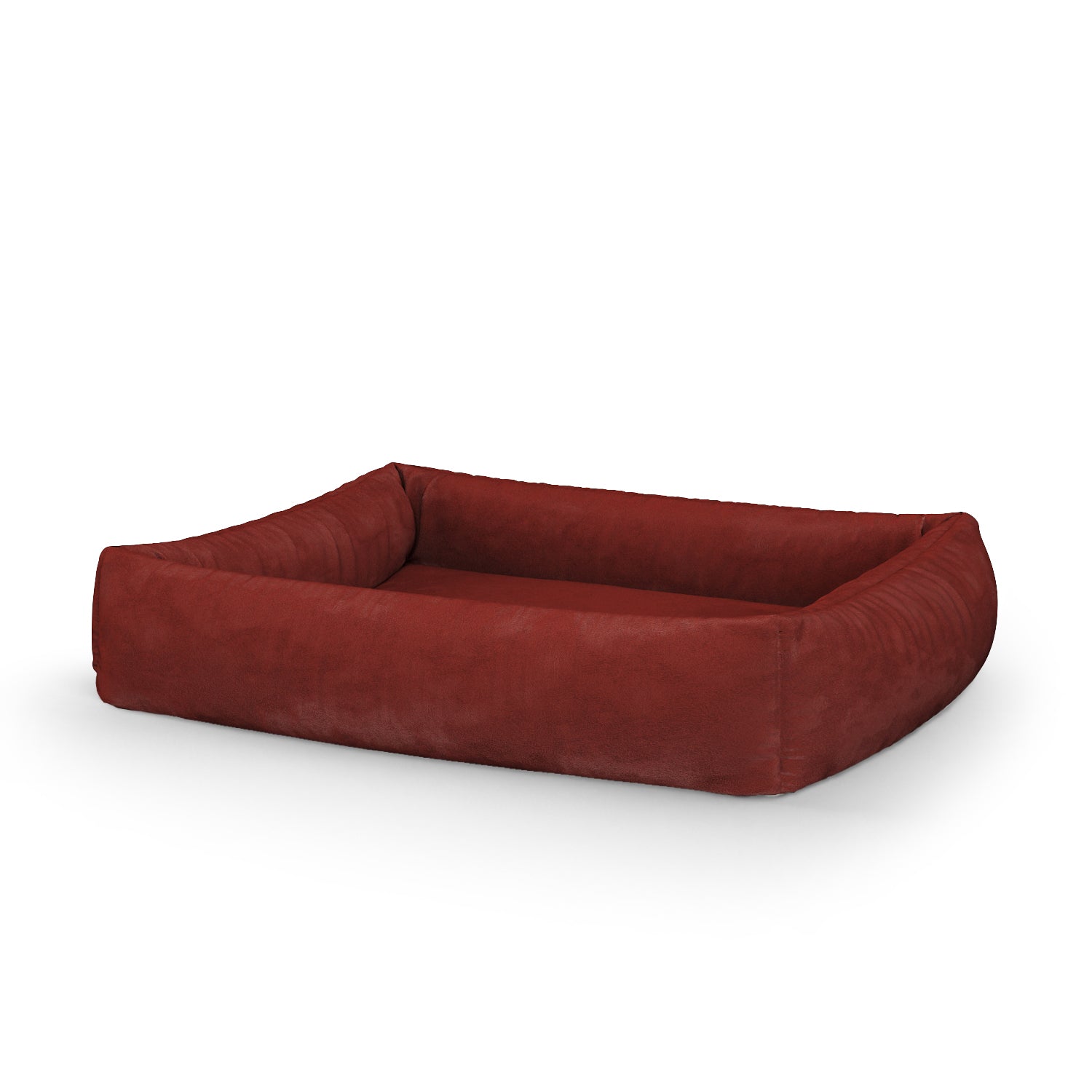 Luxury Velvet Look Mahogany Personalized Lounge Dog Bed With Sides