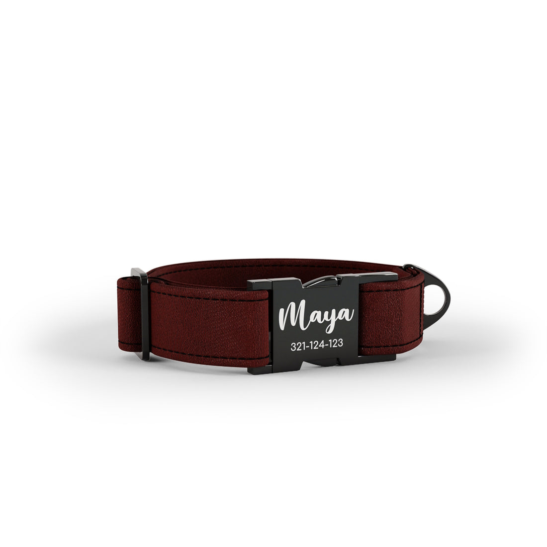 Velvet Look Mahogany Personalized Dog Collar