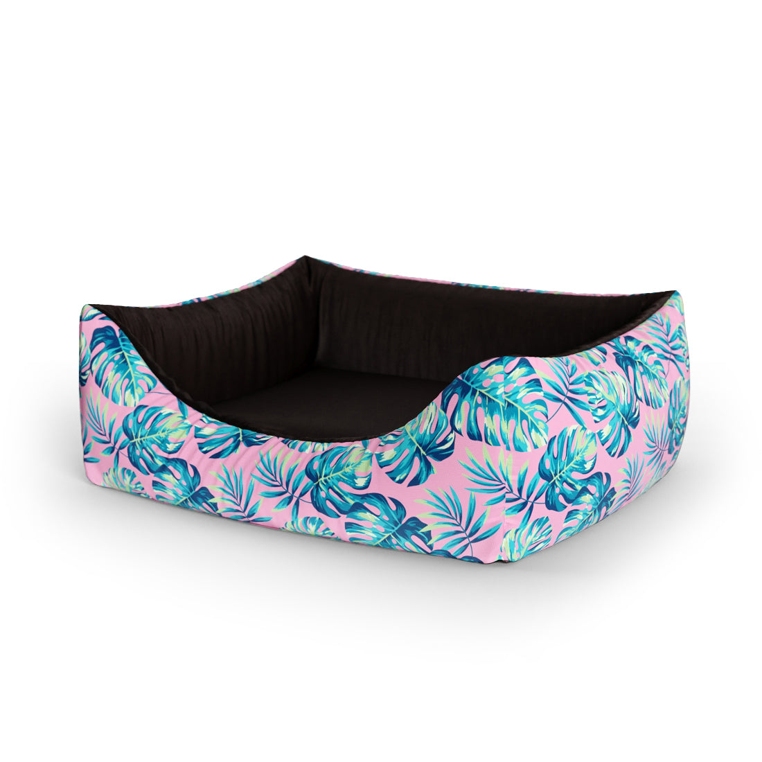 Tropical Leaves Cernation Personalized Lounge Dog Bed With Entrance