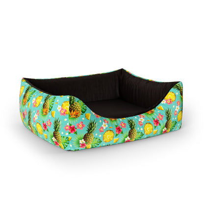 Pineapple Emerald Personalized Lounge Dog Bed With Entrance