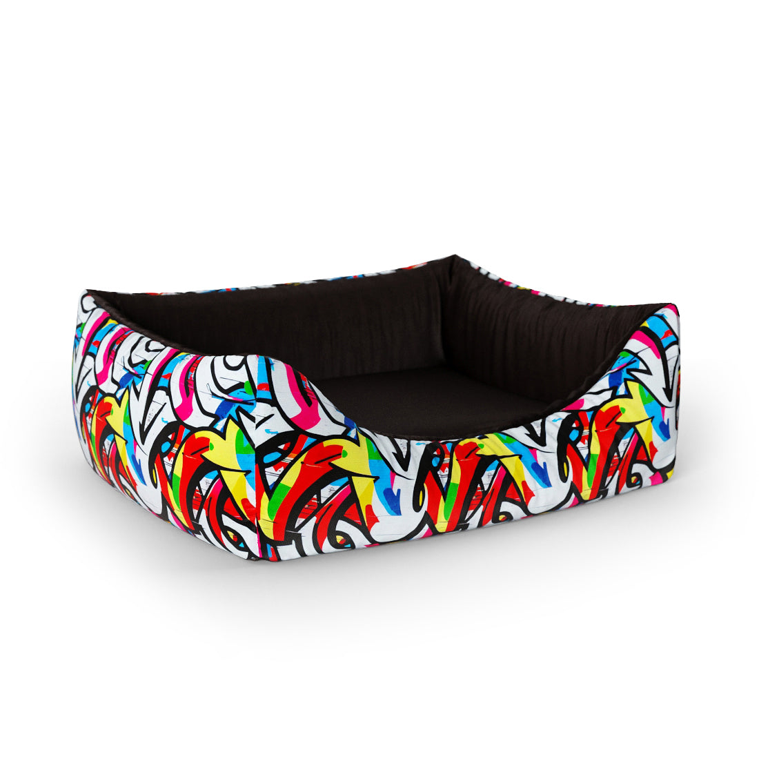 Graffiti Linen Personalized Lounge Dog Bed With Entrance