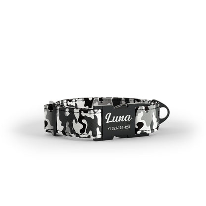 Camoflage Winter Personalized Dog Collar