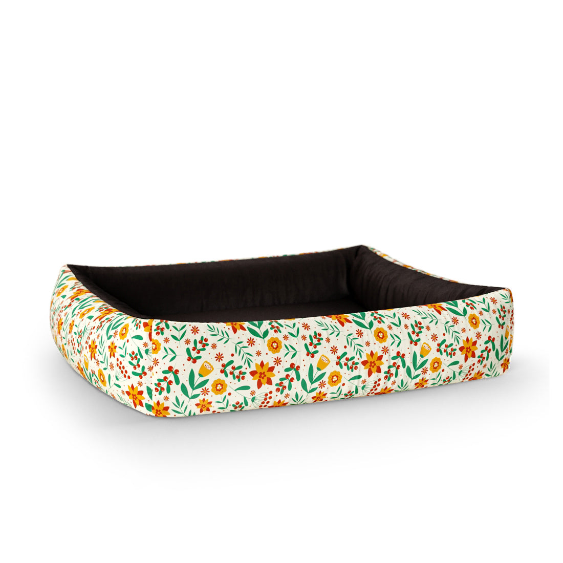 Wild Forest Flowers Marii Personalisiertes Lounge-Hundebett mit Seiten