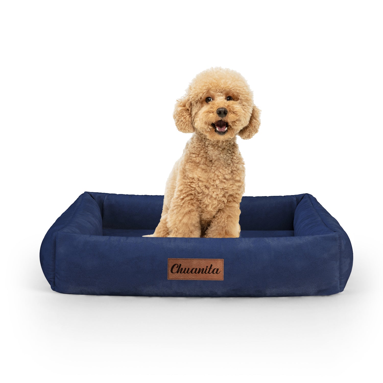 Luxury Velvet Look Royal Personalized Lounge Dog Bed With Sides