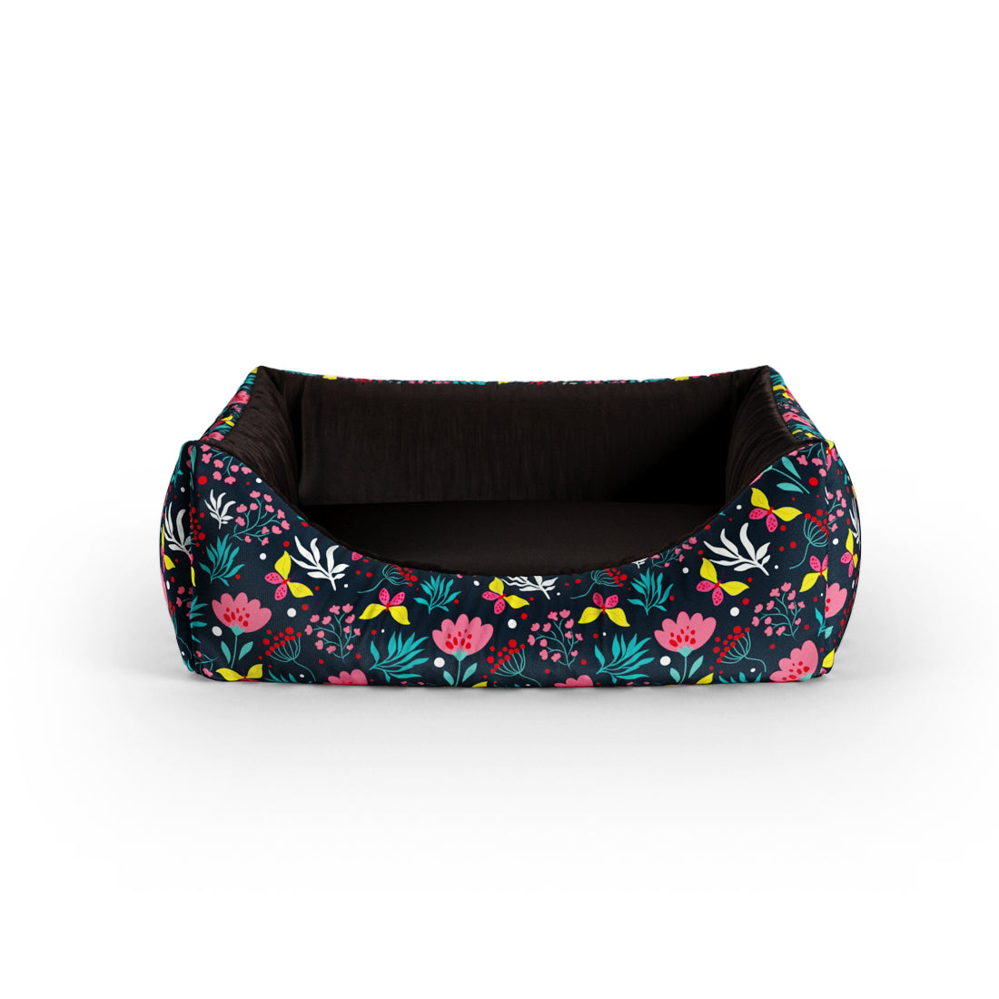 Dark Night Flowers Lapis Personalisiertes Lounge-Hundebett mit Eingang