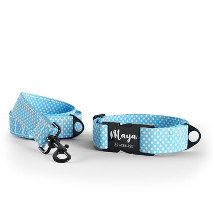 Sweat Polka Dots Celeste Personalized Dog Collar