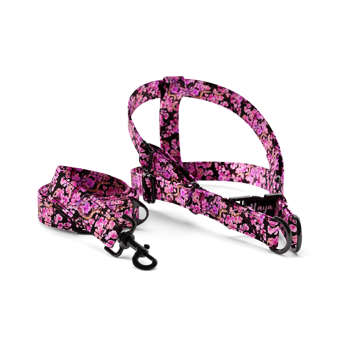 Sakura Tyrian Personalized Dog Fashion Belt Harness And Leash Set