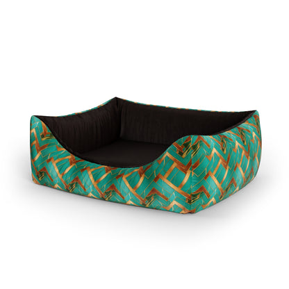 Retro Marble Jungle Personalized Lounge Dog Bed With Entrance