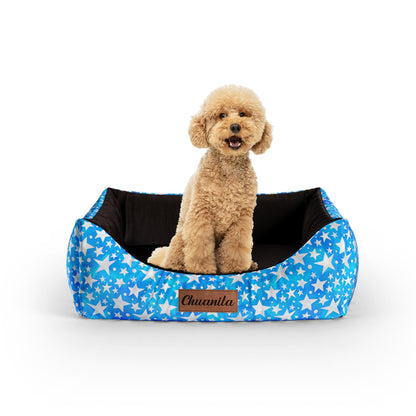 Deep Stars Dodger Personalized Lounge Dog Bed With Entrance