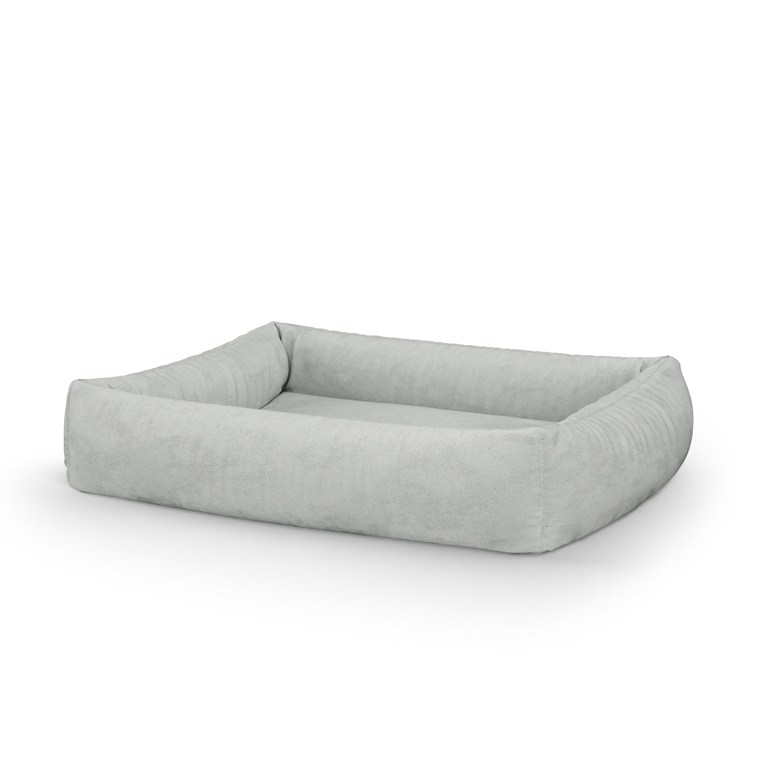 Luxury Velvet Look Silver Personalized Lounge Dog Bed With Sides