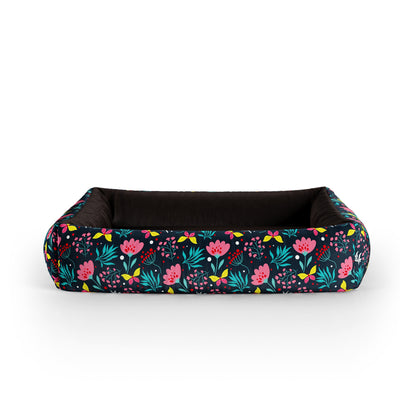 Dark Night Flowers Lapis Personalisiertes Lounge Hundebett mit Seiten