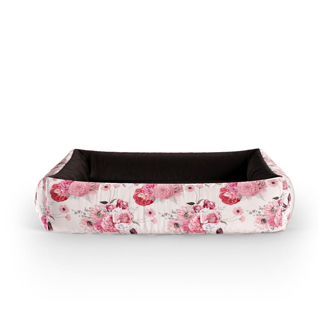 Aquarell Blumen feuriges personalisiertes Lounge Hundebett mit Seiten