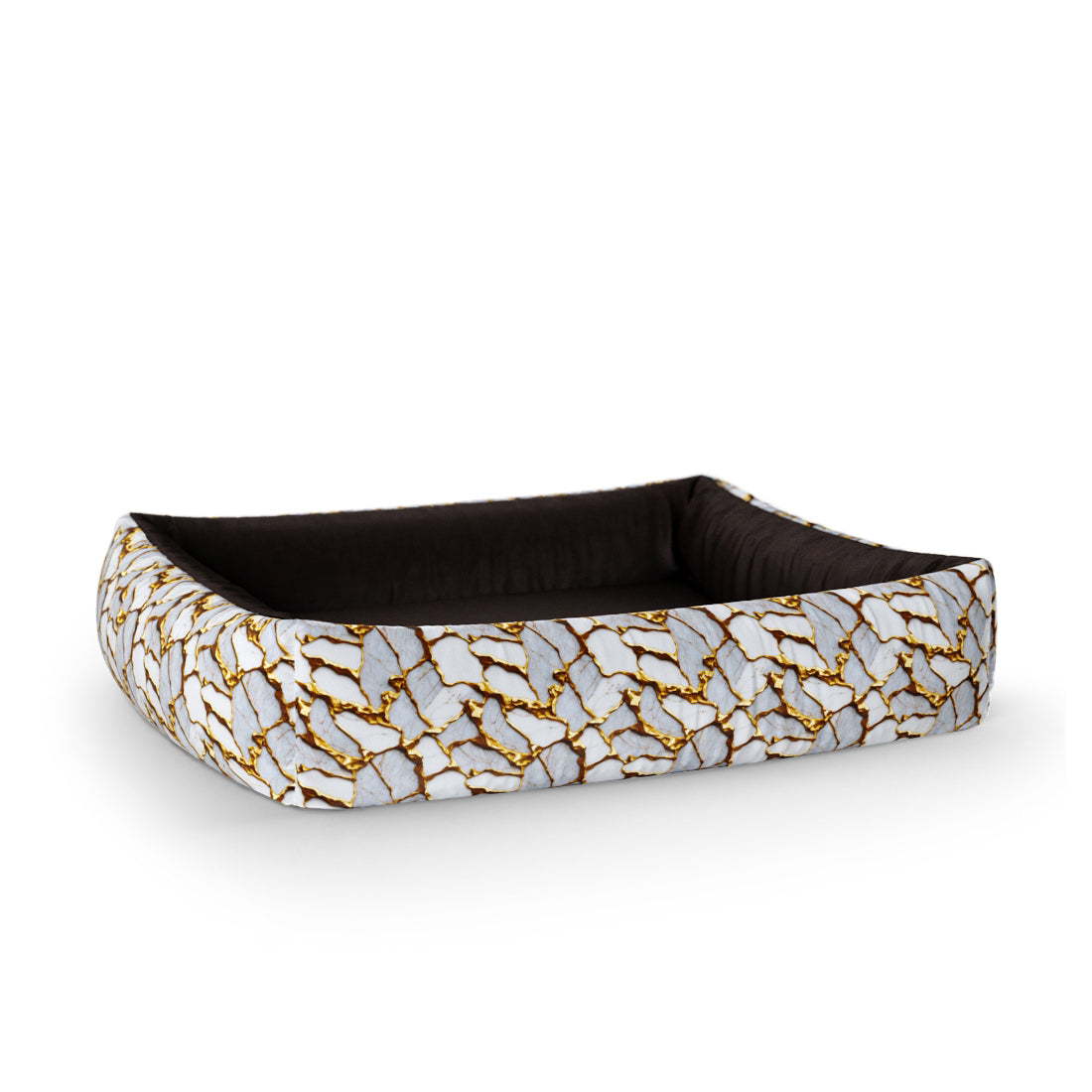 Gold Marmor Ringelblume personalisierte Lounge Hundebett mit Seiten