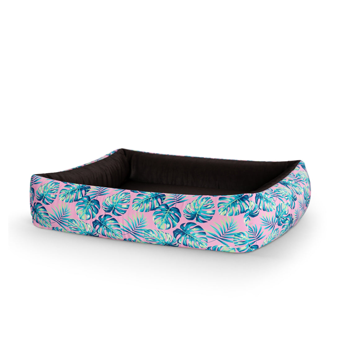 Tropical Leaves Cernation Personalized Lounge Dog Bed With Sides