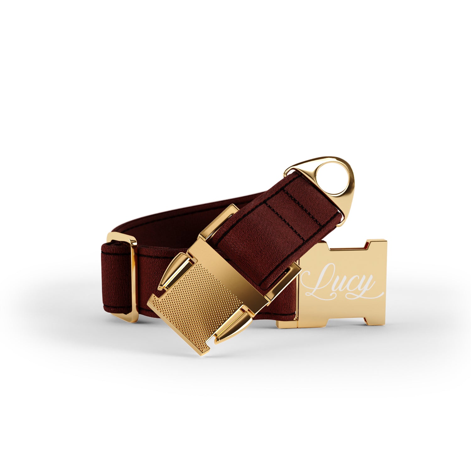 Velvet Look Mahogany Personalized Dog Collar