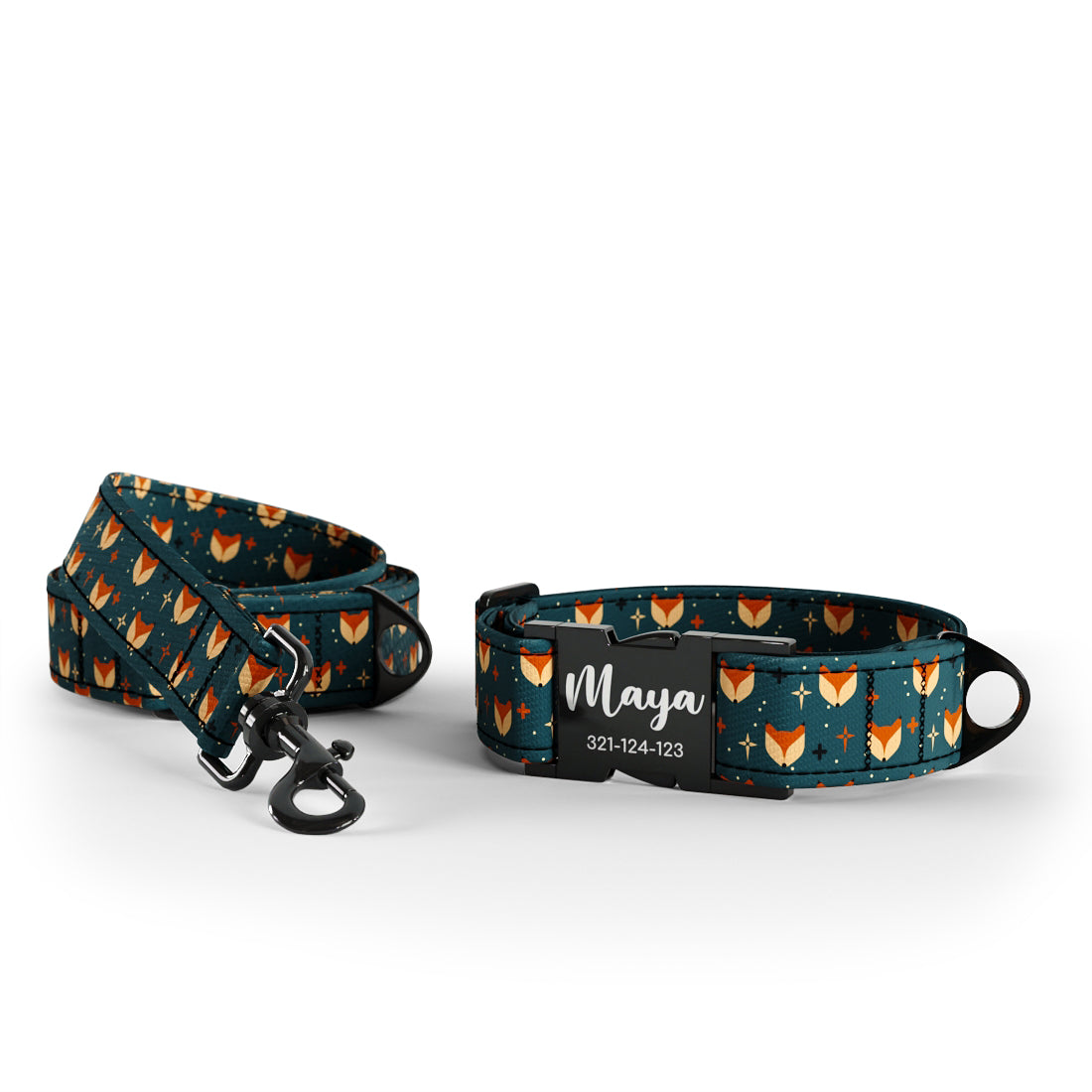 Little Fox Skobe Personalized Dog Collar And Leash Set