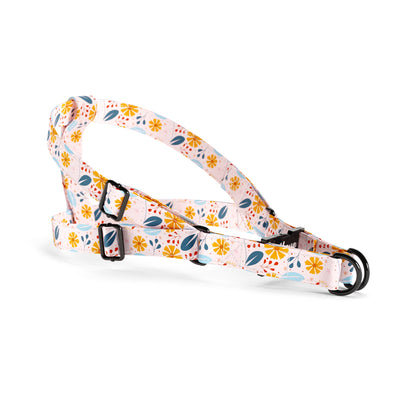 Folkloer Flowers Vanilla Personalized Dog Belt Harness