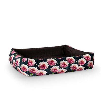 Dahila Flowers Imperial Personalized Lounge Dog Bed With Sides