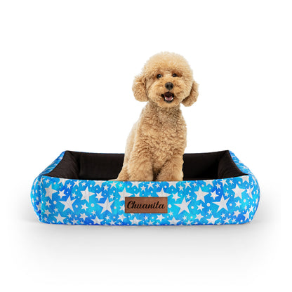 Deep Stars Dodger Personalized Lounge Dog Bed With Sides