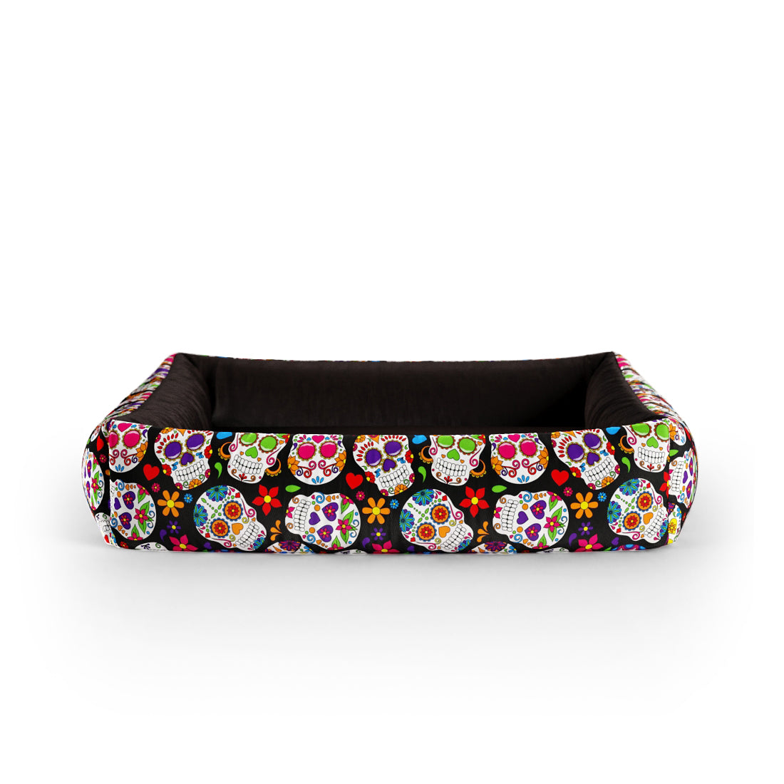 Mexico Skulls Sienna Personalisiertes Lounge-Hundebett mit Seiten