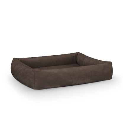 Luxury Velvet Look Saddle Personalized Lounge Dog Bed With Sides