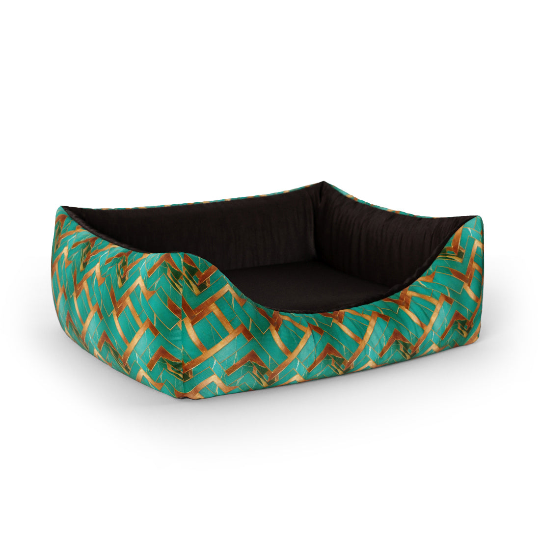 Retro Marble Jungle Personalized Lounge Dog Bed With Entrance