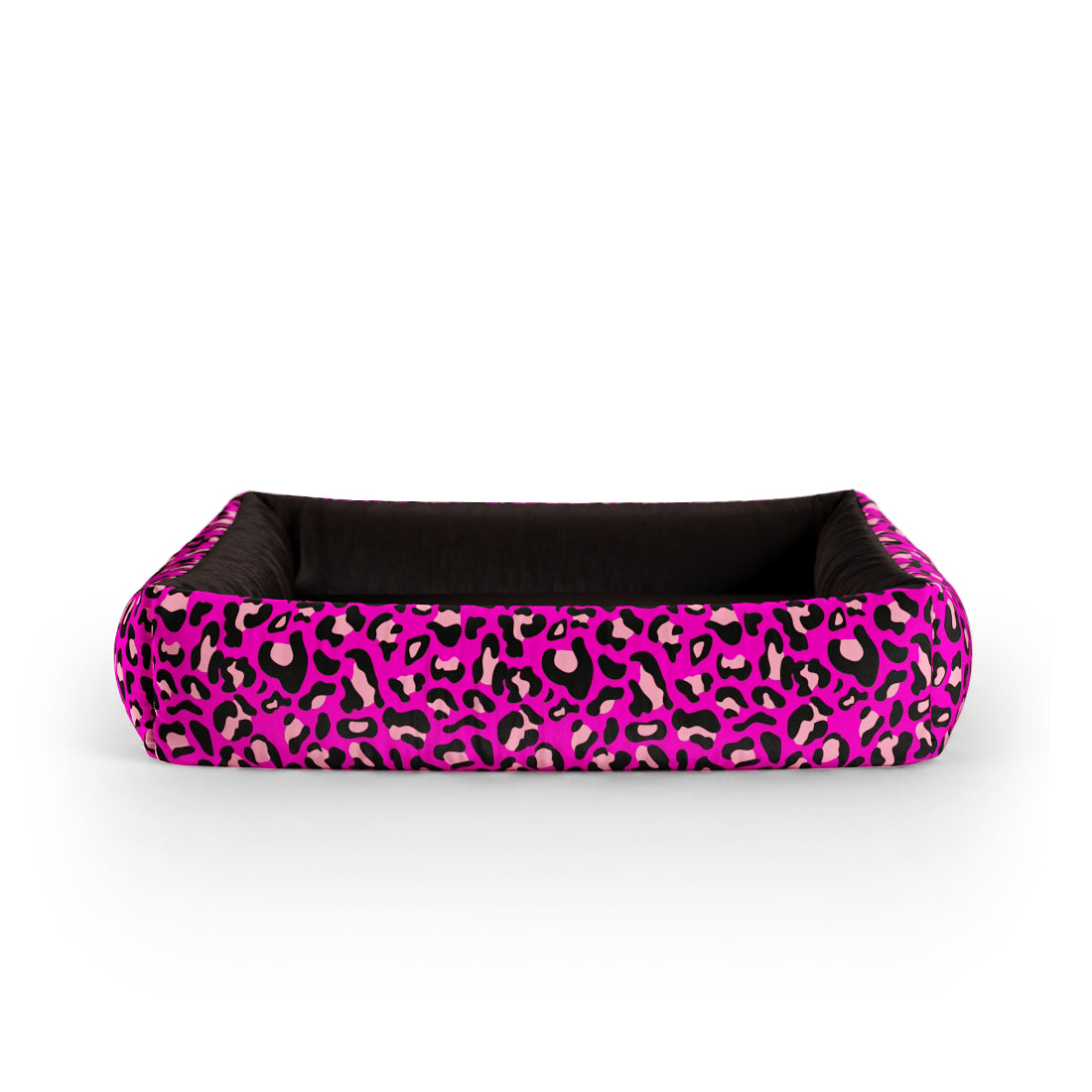 Crazy Leopard Rose Personalized Lounge Dog Bed With Sides