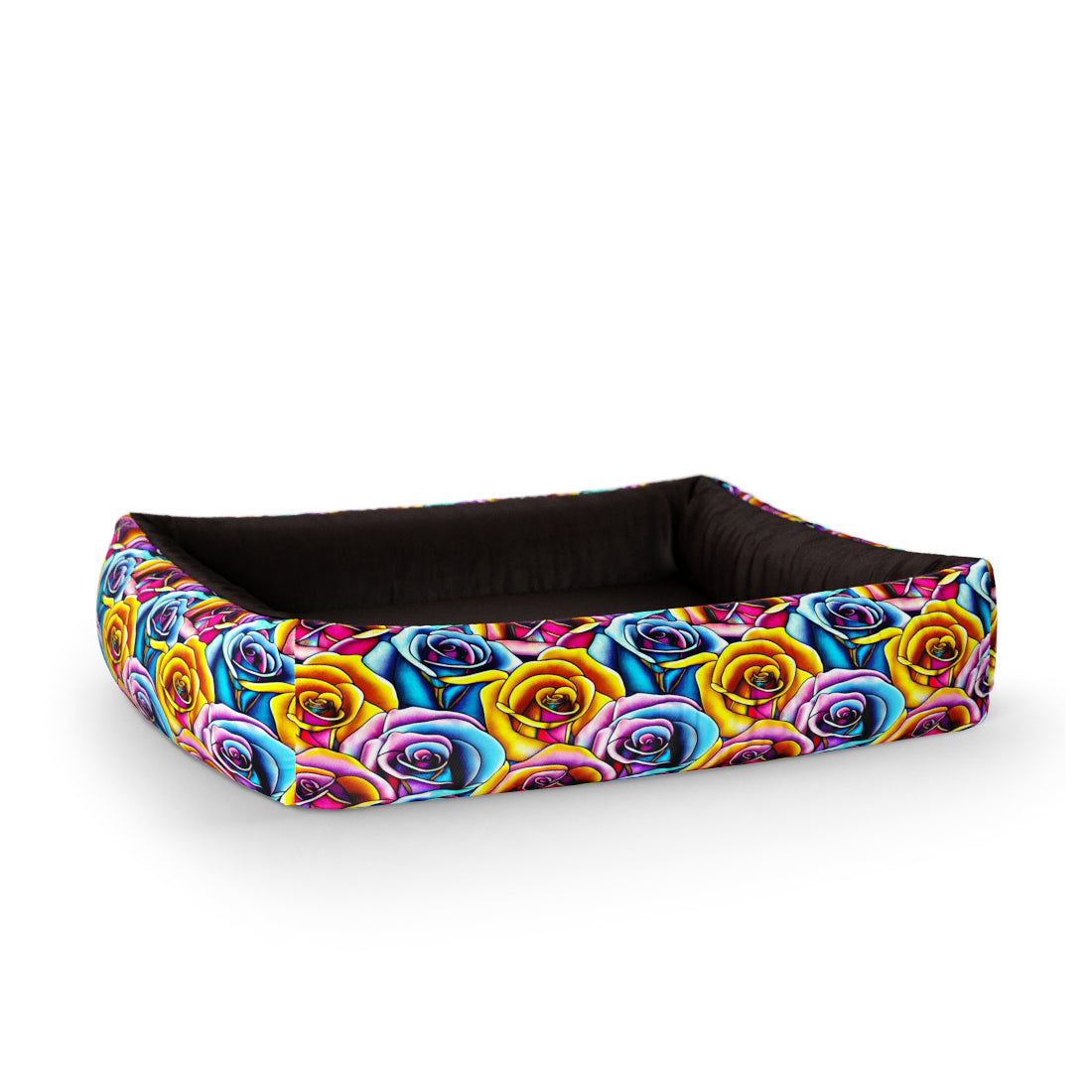 Wild Roses Magic Personalized Lounge Dog Bed With Sides