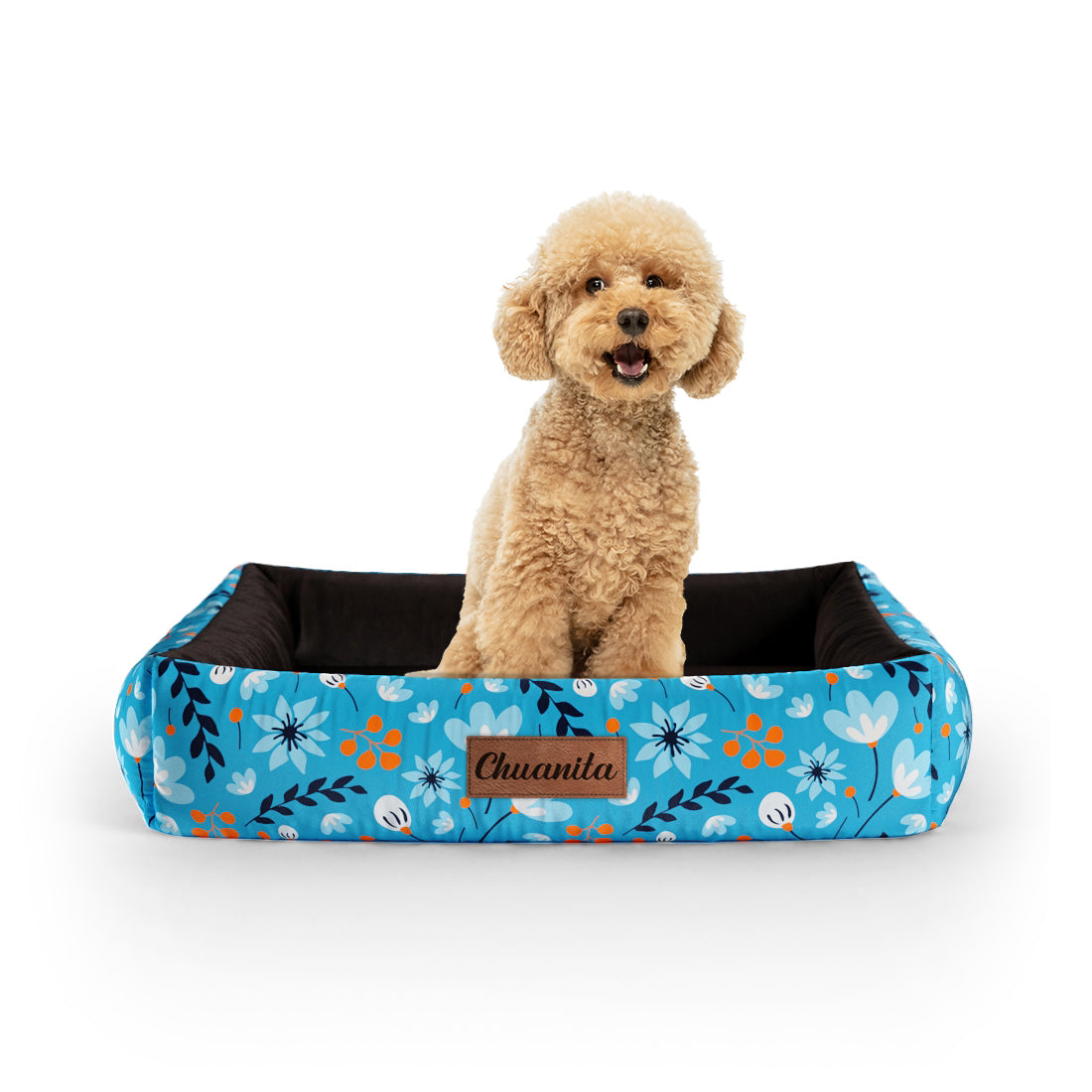 Summer Flowers Aero Personalized Lounge Dog Bed With Sides