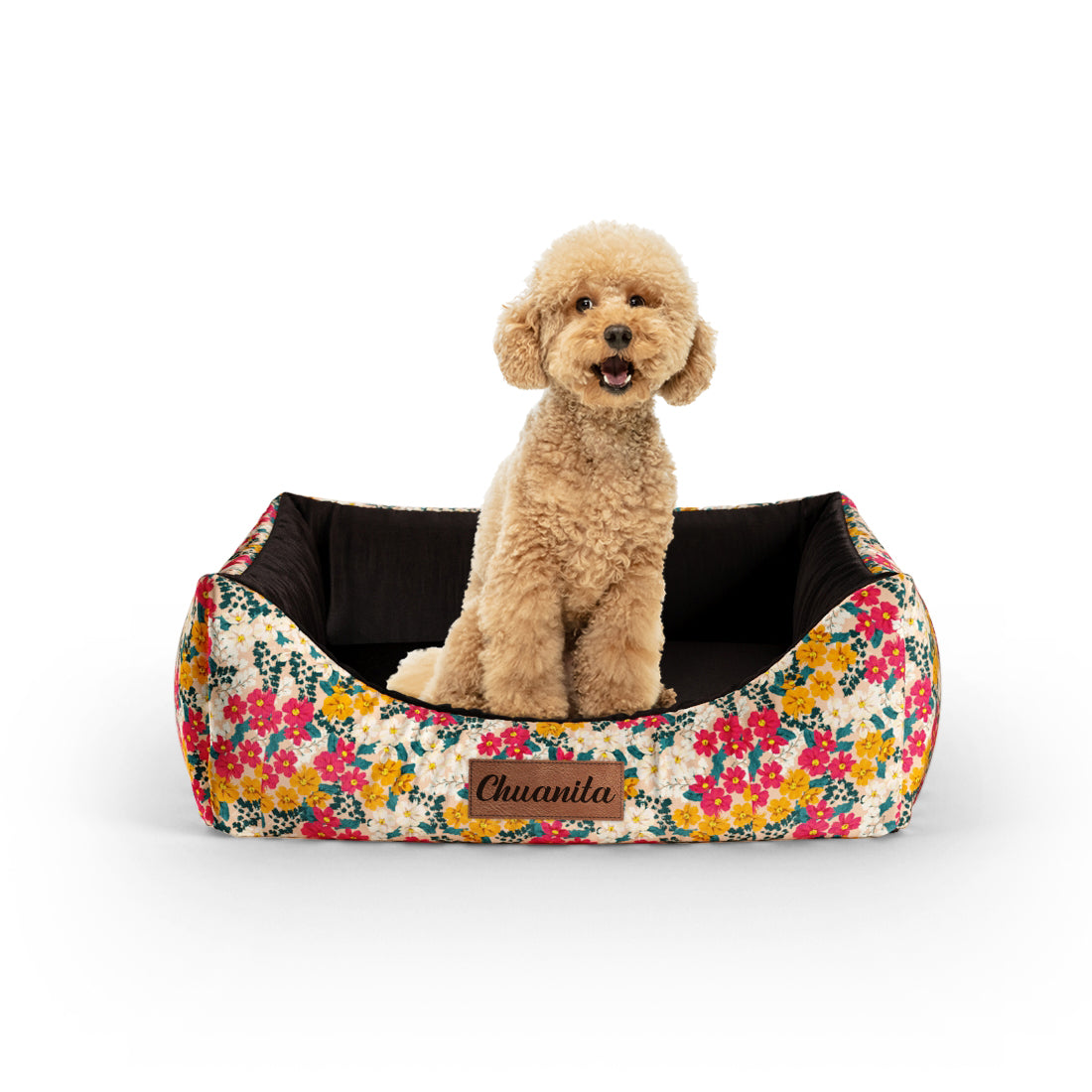 Liberty Flowers Mango Personalized Lounge Dog Bed With Entrance