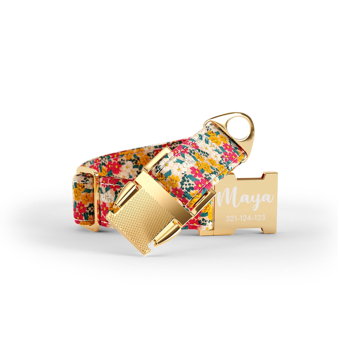 Personalisiertes Hundehalsband mit Liberty Flowers Mango