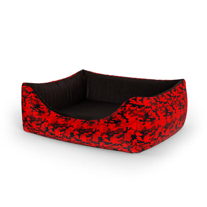 Camoflage Burgun Personalized Lounge Dog Bed With Entrance