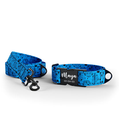 Mexiko Skulls Dodger Personalisiertes Hundehalsband und Leine-Set