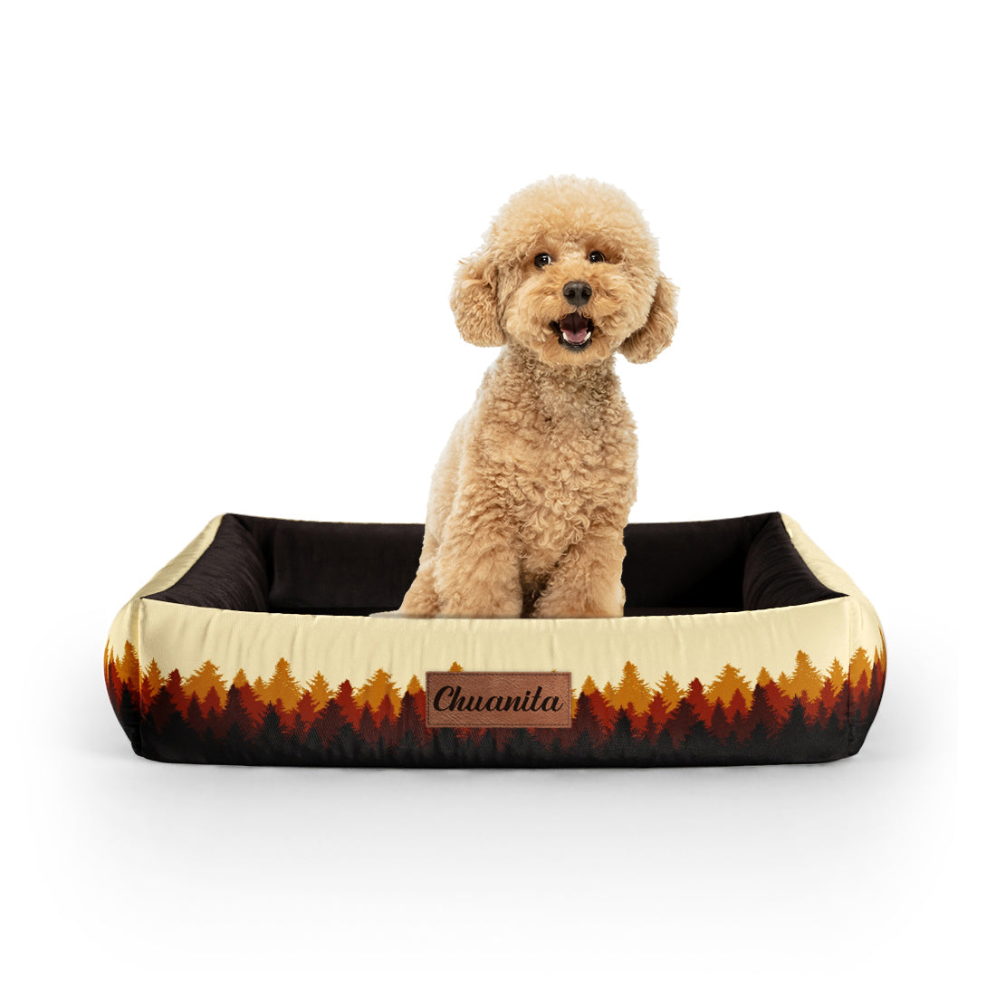 Forest Landscape Hansa Personalized Lounge Dog Bed With Sides