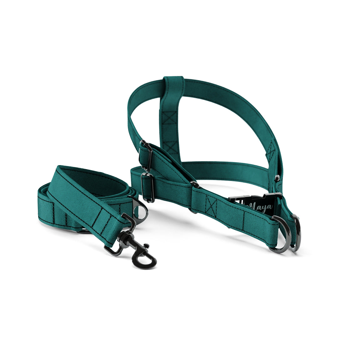 Velvet Look Sacramento Personalized Dog Belt Harness And Leash Set