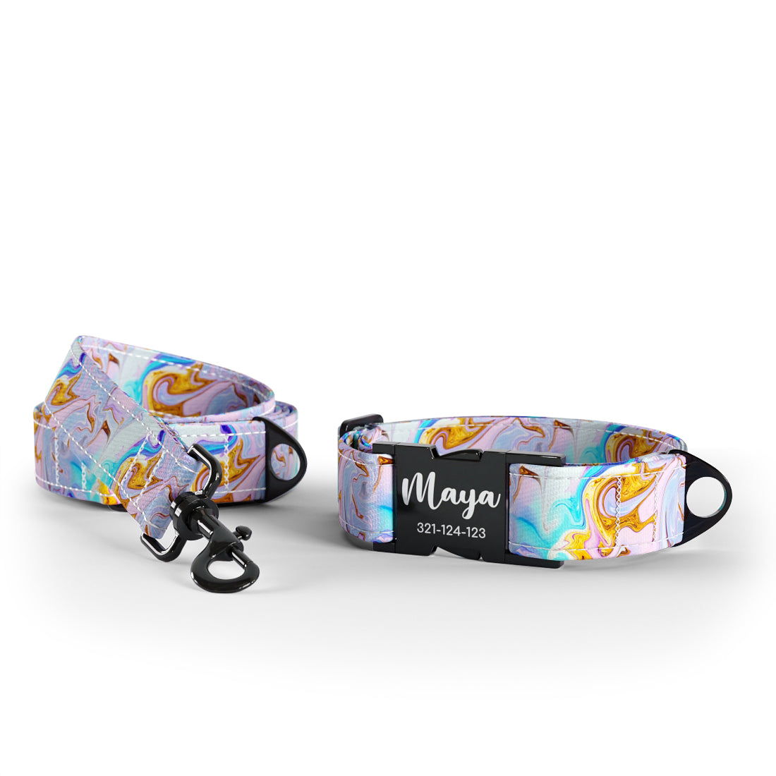 Luxury Marble Luxu Personalized Dog Collar And Leash Set