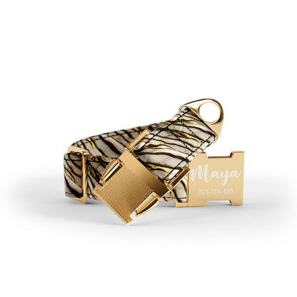 Gold Marmor Goldrute Personalisiertes Hundehalsband