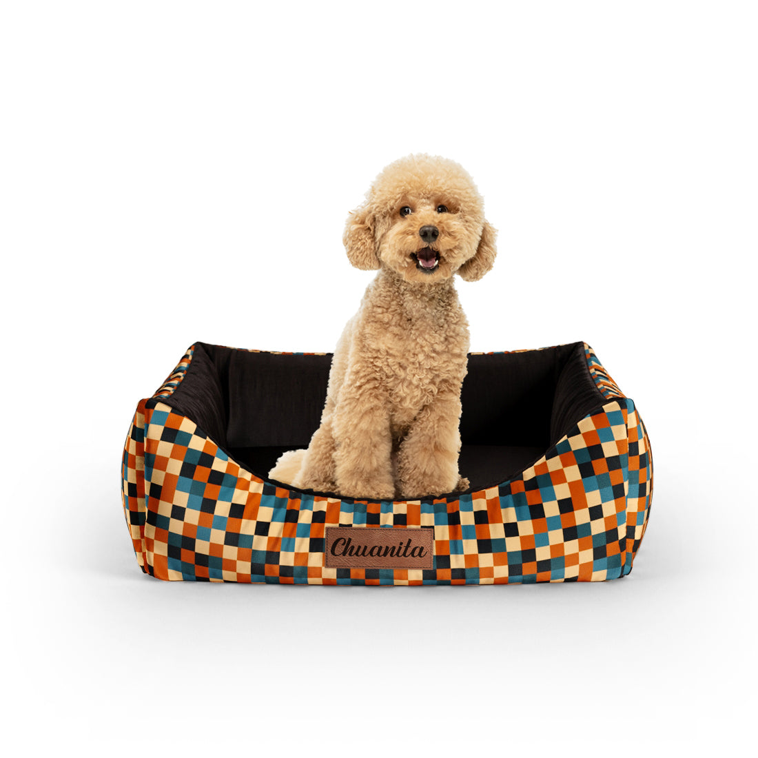 Little Fox Flax Personalized Lounge Dog Bed With Entrance