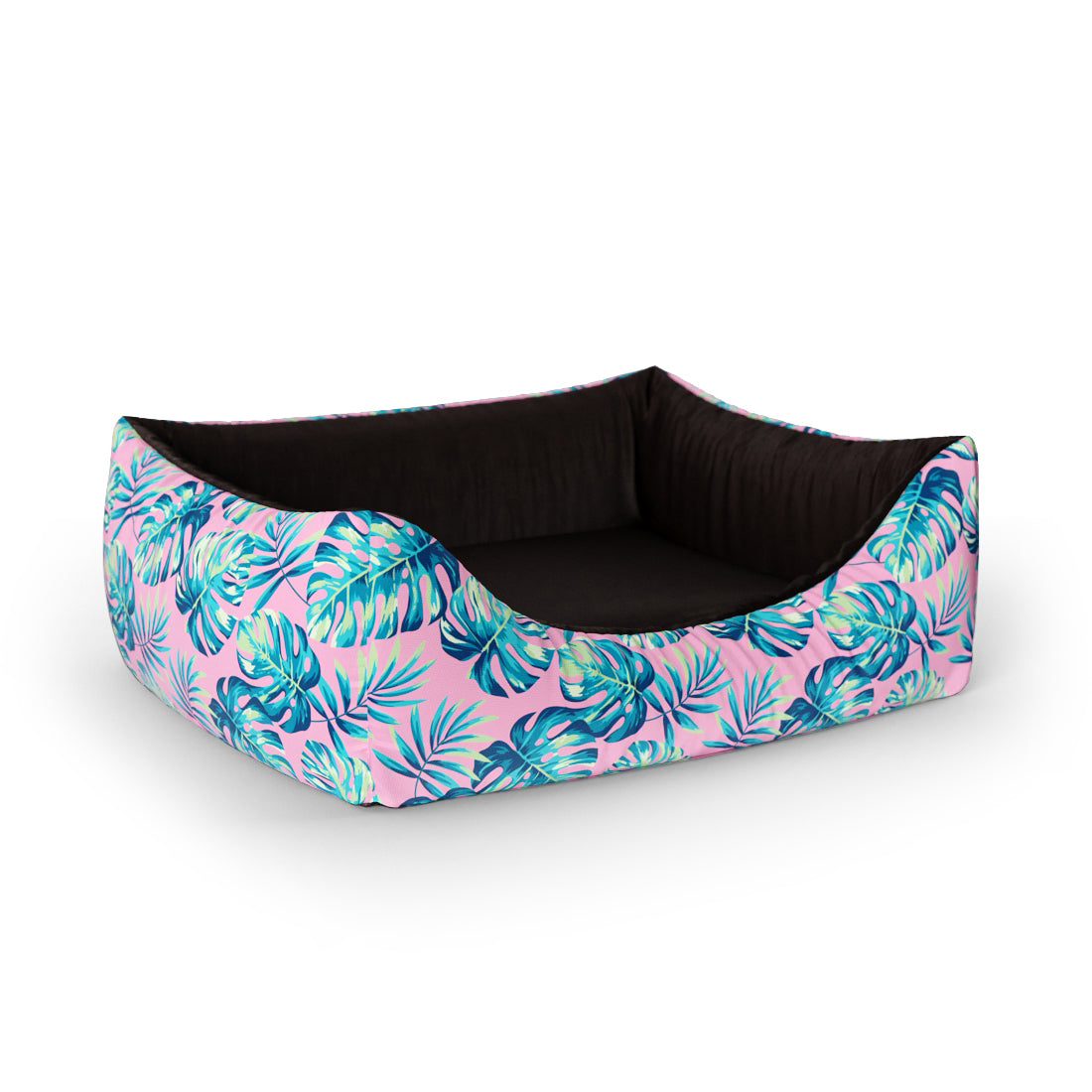 Tropical Leaves Cernation Personalized Lounge Dog Bed With Entrance