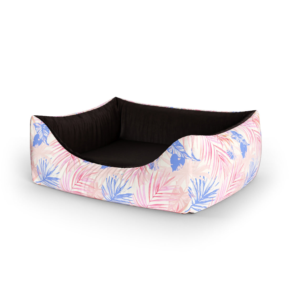 Tropical Leaves Holly Personalized Lounge Dog Bed With Entrance