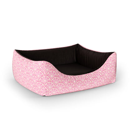 Pink Lemonade Cotton Personalized Lounge Dog Bed With Entrance