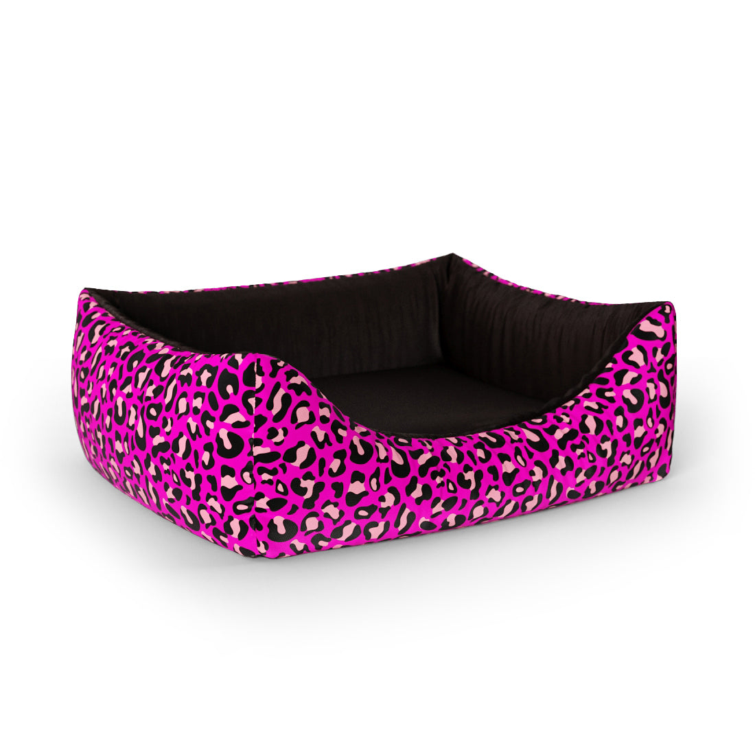 Crazy Leopard Rose Personalized Lounge Dog Bed With Entrance