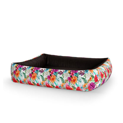 Water Folklore Flowers Maximum Personalized Lounge Dog Bed With Sides