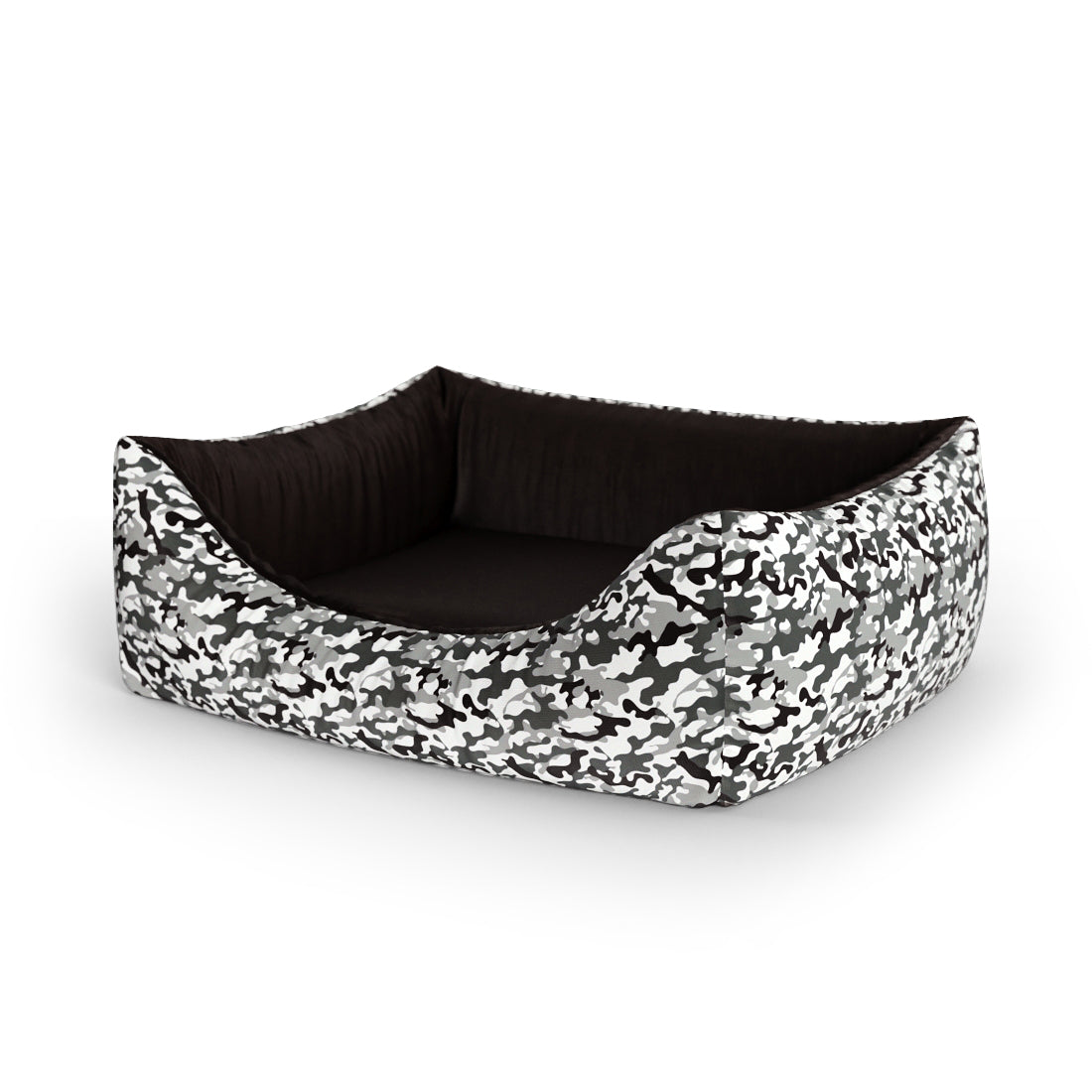 Camoflage Winter Personalized Lounge Dog Bed With Entrance