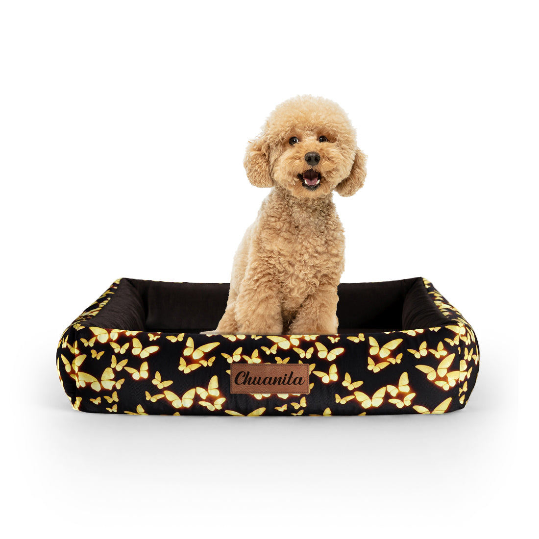 Lightning Butterflies Jet Personalized Lounge Dog Bed With Sides