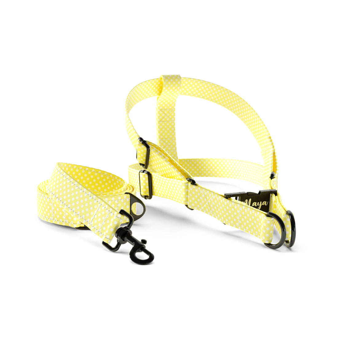 Sweat Polka Dots Aureolin Personalized Dog Fashion Belt Harness And Leash Set