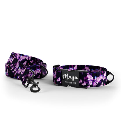 Lightning Butterflies Straw Personalized Dog Collar