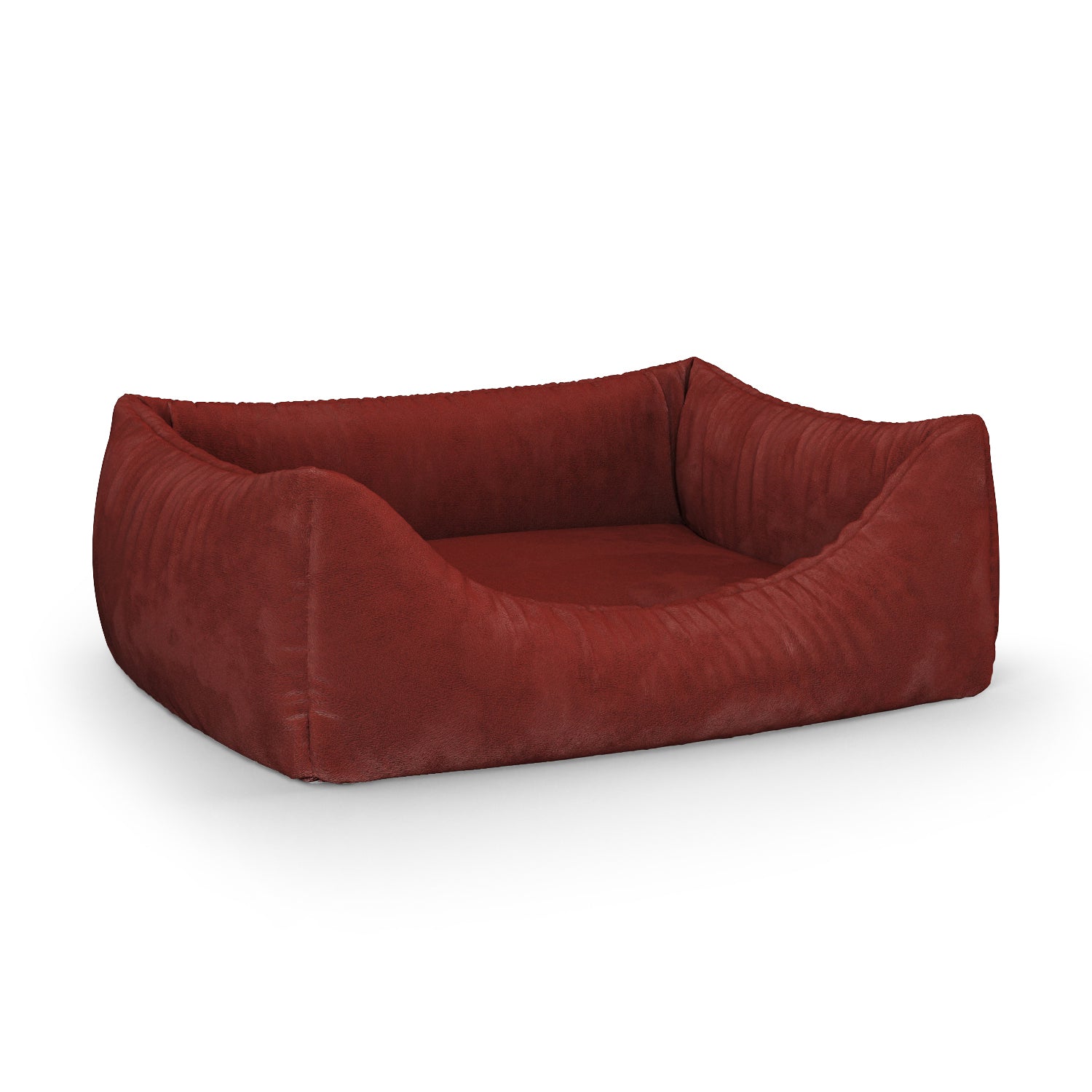 Luxury Velvet Look Mahogany Personalized Lounge Dog Bed With Entrance