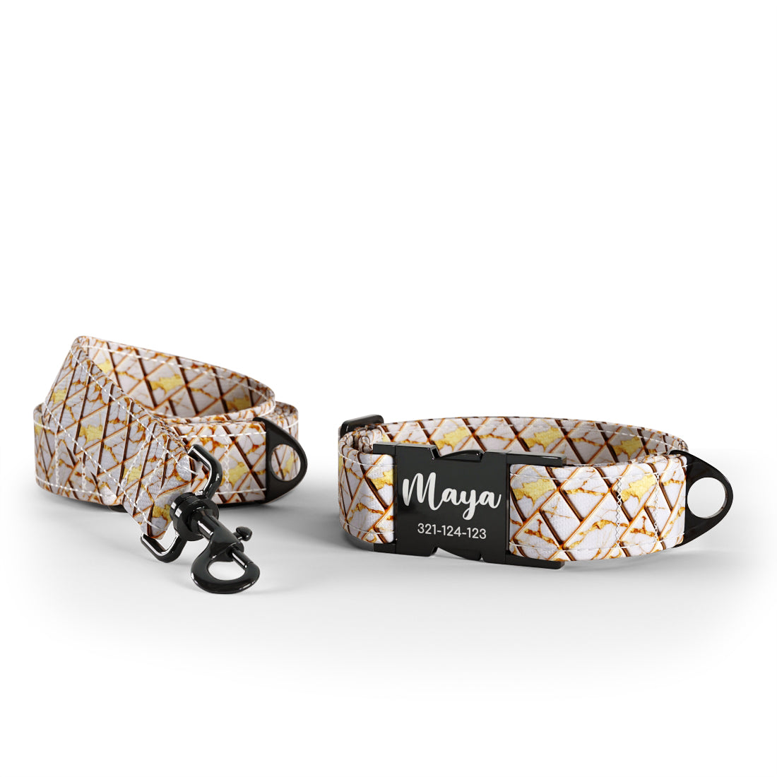 Gold Marble Champagne Personalized Dog Collar